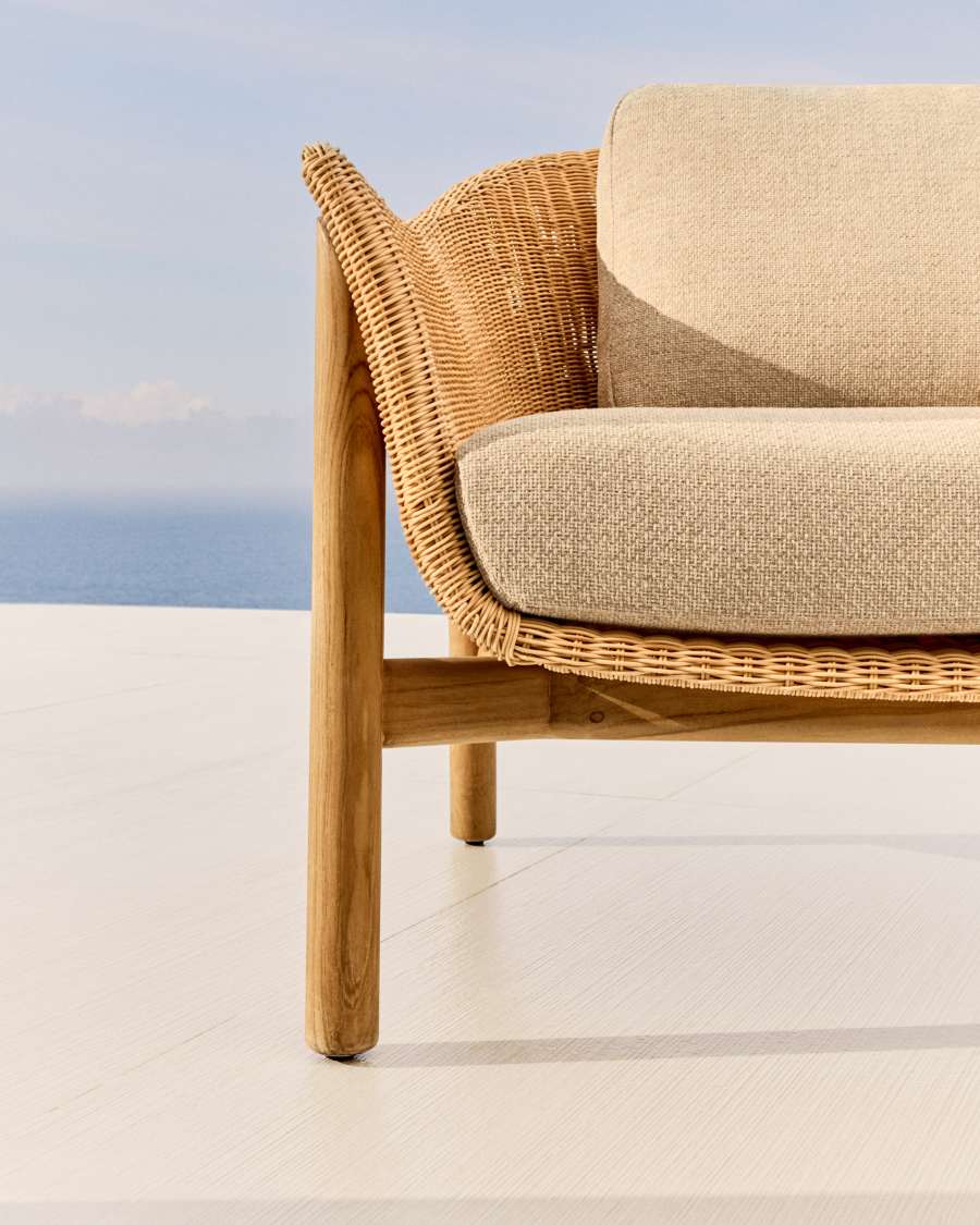 Galea armchair in FSC 100% solid teak wood and synthetic rattan