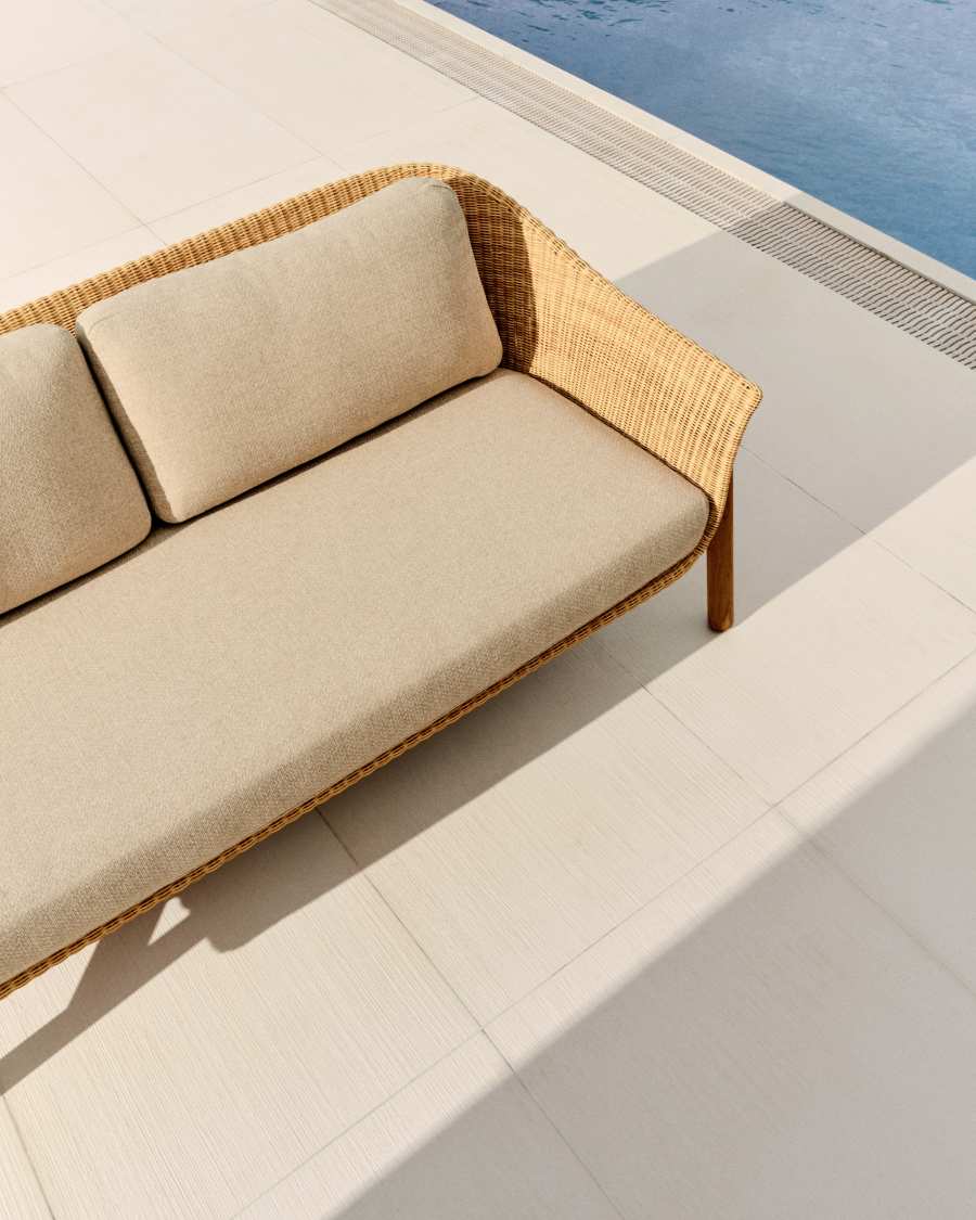 Galea 2-seater sofa in FSC 100% solid teak wood and synthetic rattan 170,5cm