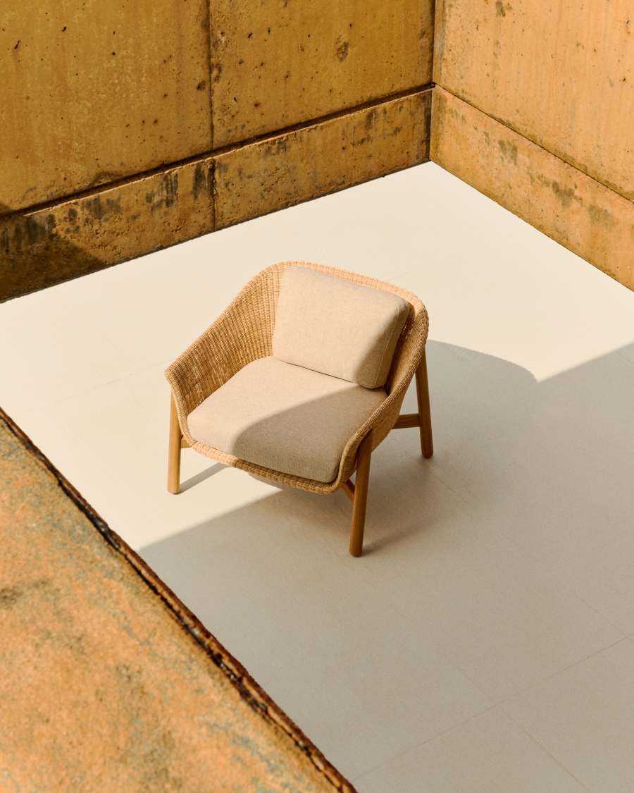 Galea armchair in FSC 100% solid teak wood and synthetic rattan