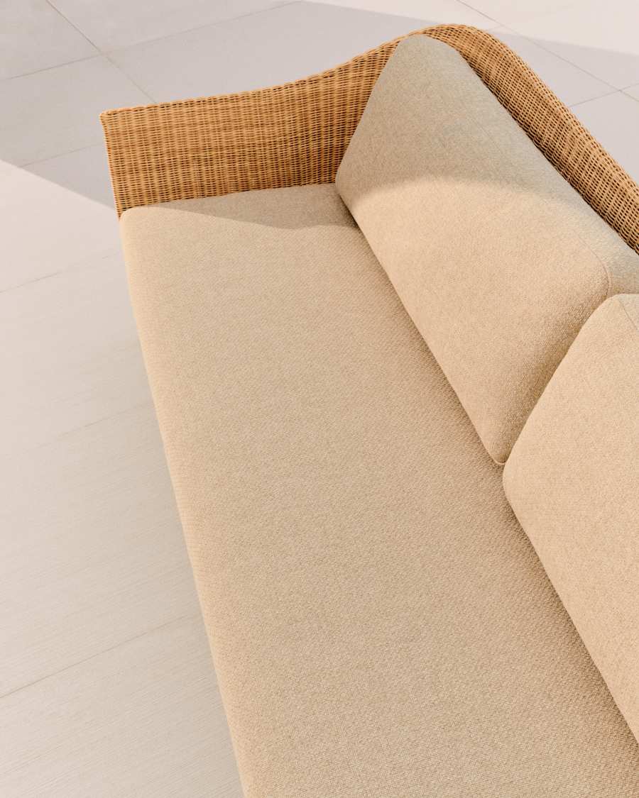 Divano a 3 posti Galea in teak massiccio e rattan sintetico 223 cm FSC 100%