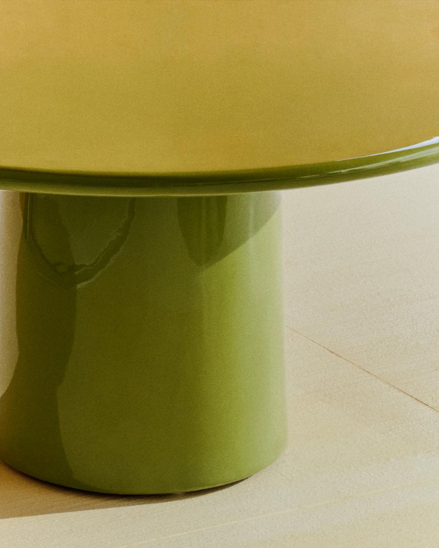 Albanella coffee table in cement with glossy green finish Ø85cm