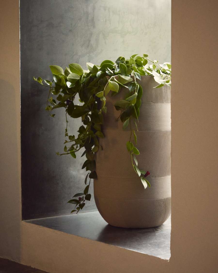 Tival beige cement-effect planter Ø 45 cm / Ø 32 cm