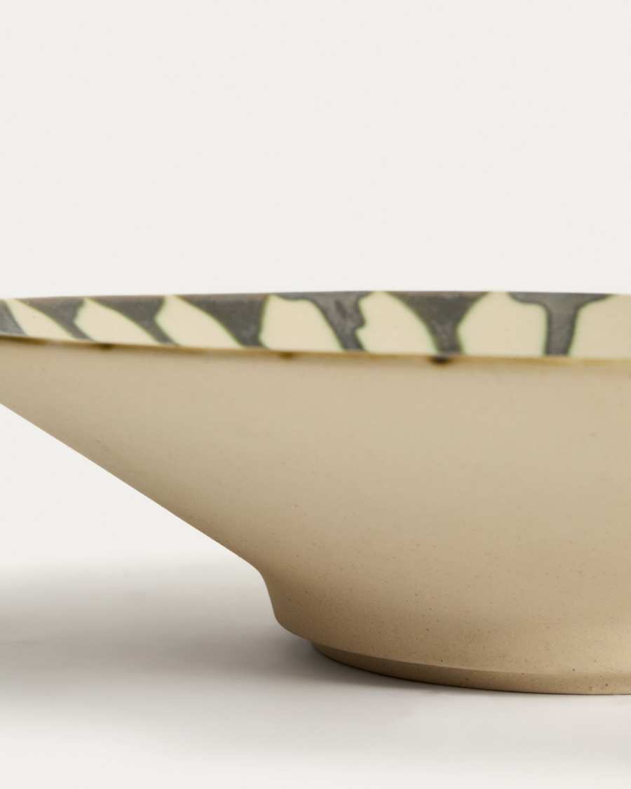 Centre de table Olmera en céramique beige et verte Ø 36,5 cm