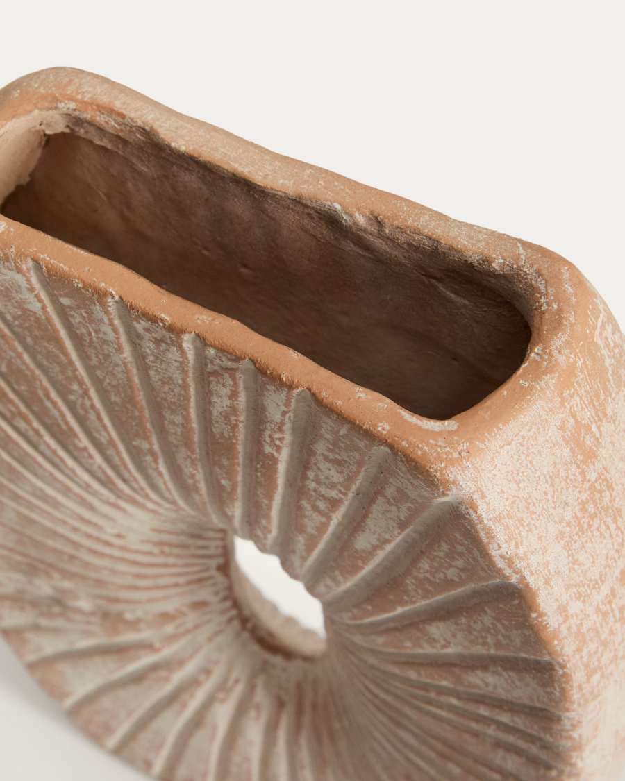 Valura vase in pink and beige papier-mâché 31 cm