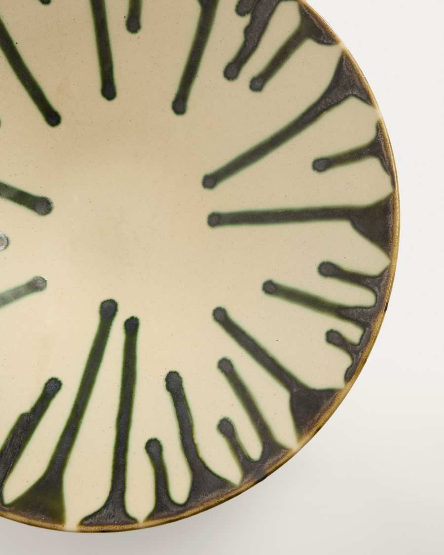 Centre de table Olmera en céramique beige et verte Ø 36,5 cm