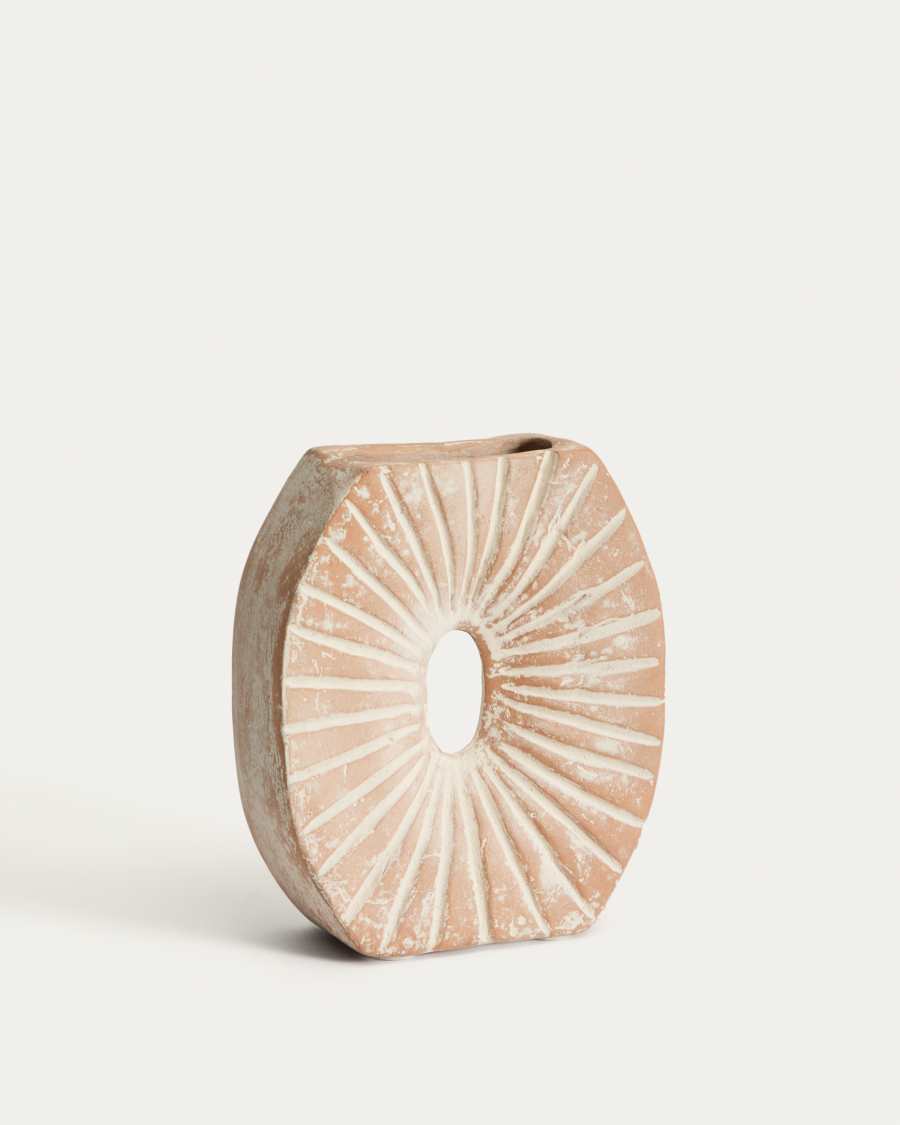 Vase Valura aus Pappmaché in Rosa und Beige 21 cm