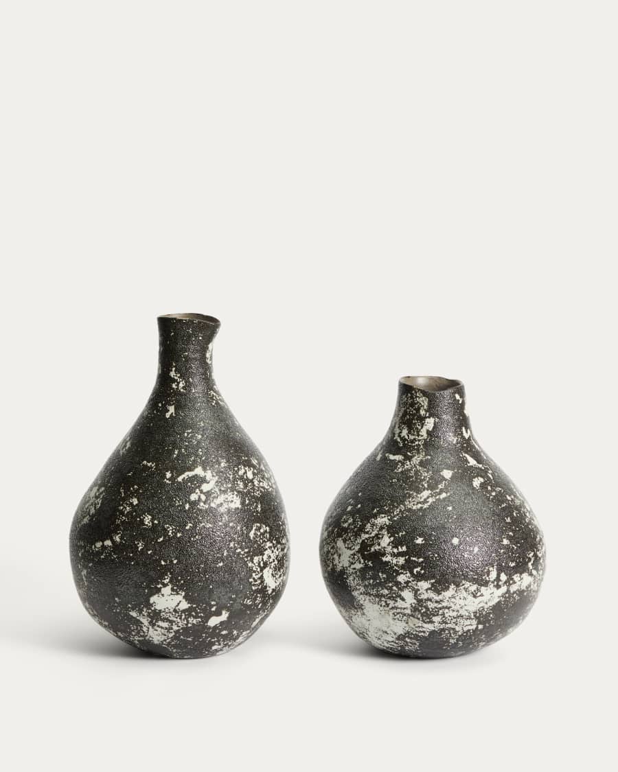 Orelin ceramic vase in black and white 39 cm