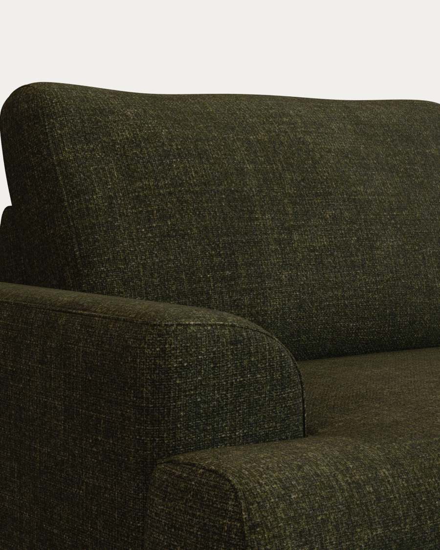 Karin 3-seater sofa green with solid beech wood legs with walnut-effect finish, 231 cm