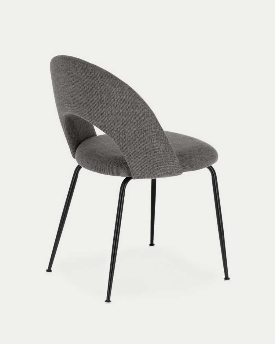 Mahalia dining chair in dark grey with steel legs, with a black painted finish FSC 100%