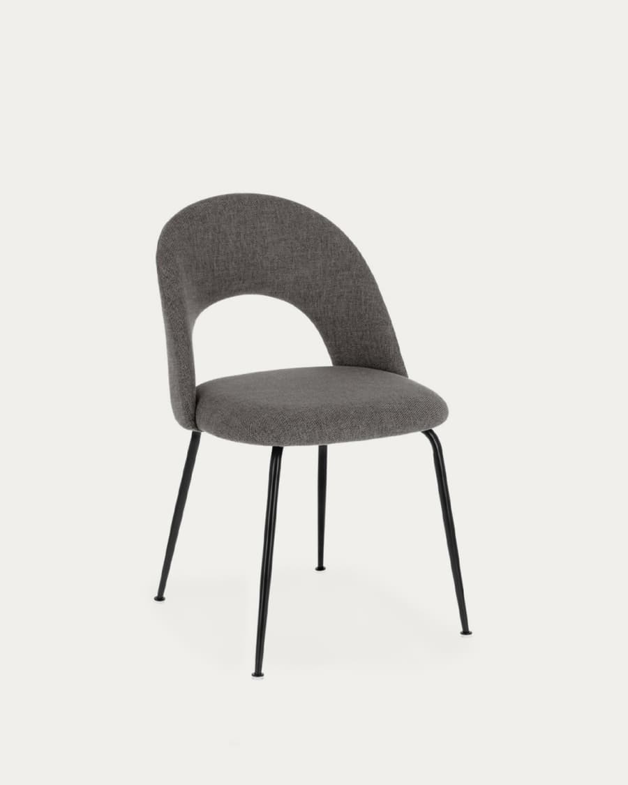 Mahalia dining chair in dark grey with steel legs, with a black painted finish FSC 100%