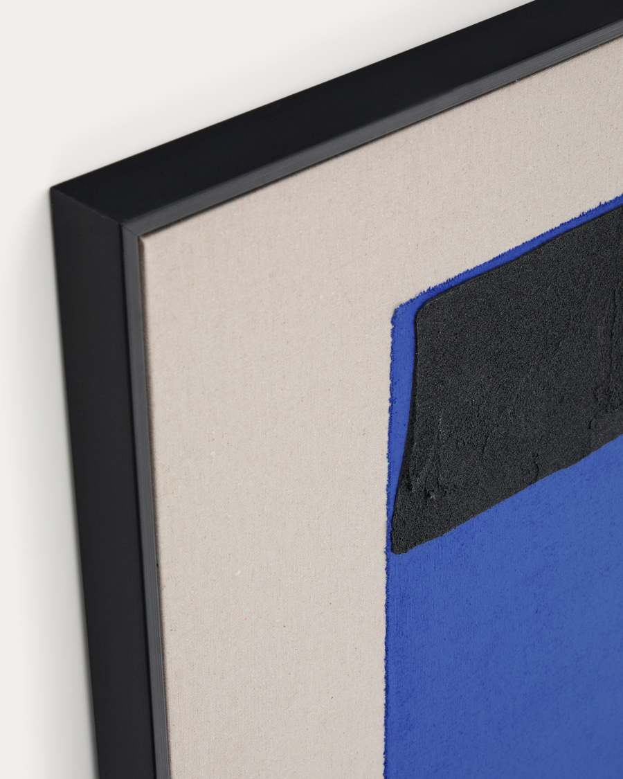 Zernu hand-painted blue and black linen abstract picture 120 x 77cm