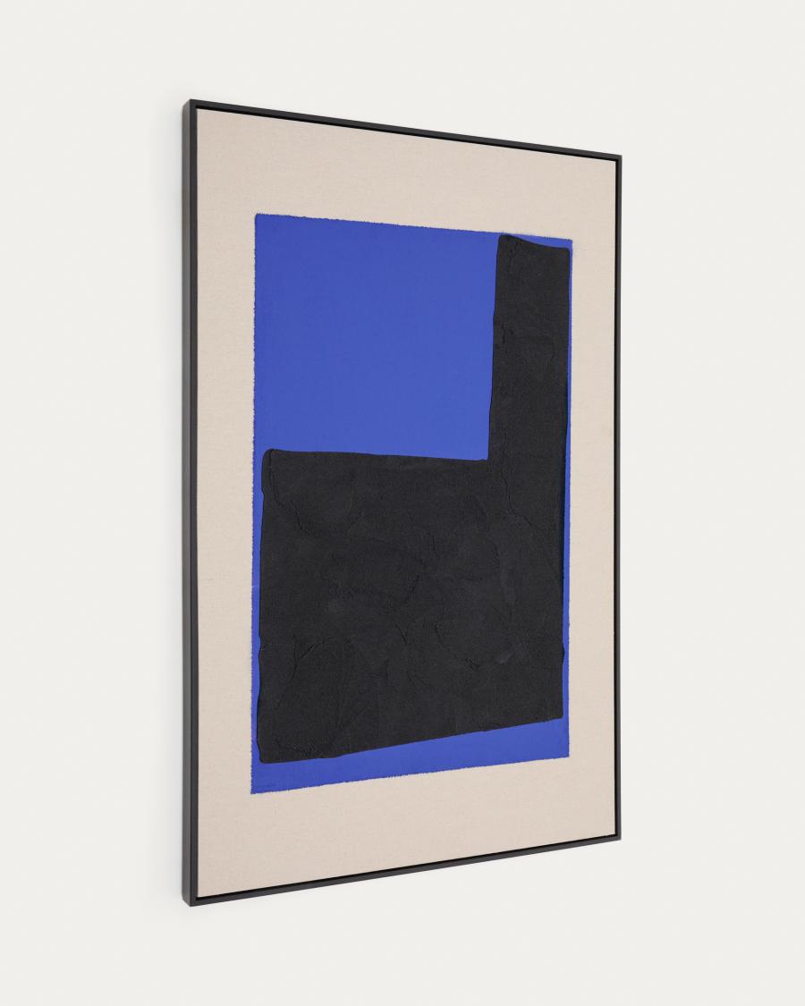 Zernu hand-painted blue and black linen abstract picture 120 x 77cm