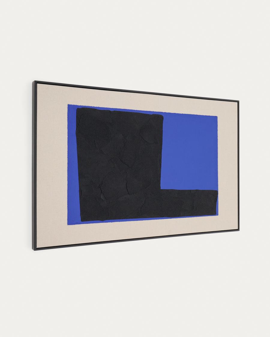 Zernu hand-painted blue and black linen abstract picture 120 x 77cm