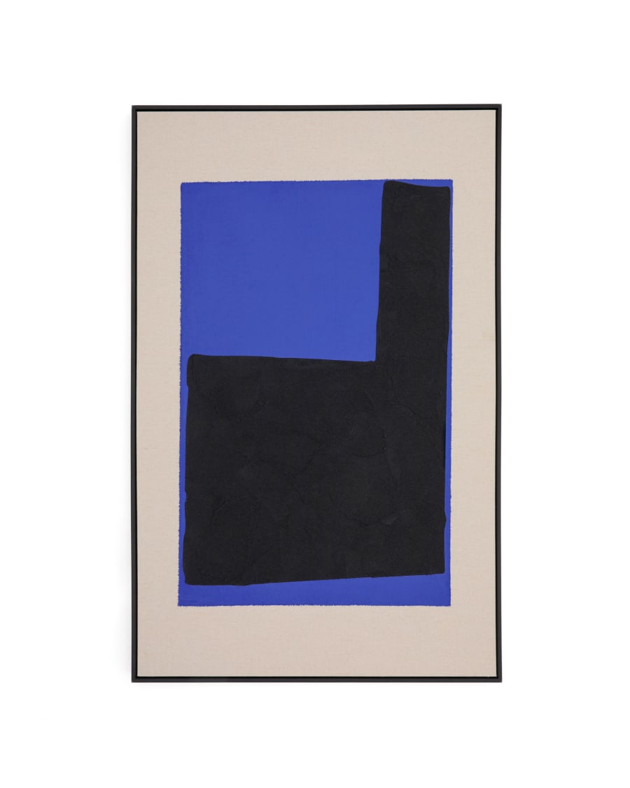 Zernu hand-painted blue and black linen abstract picture 120 x 77cm