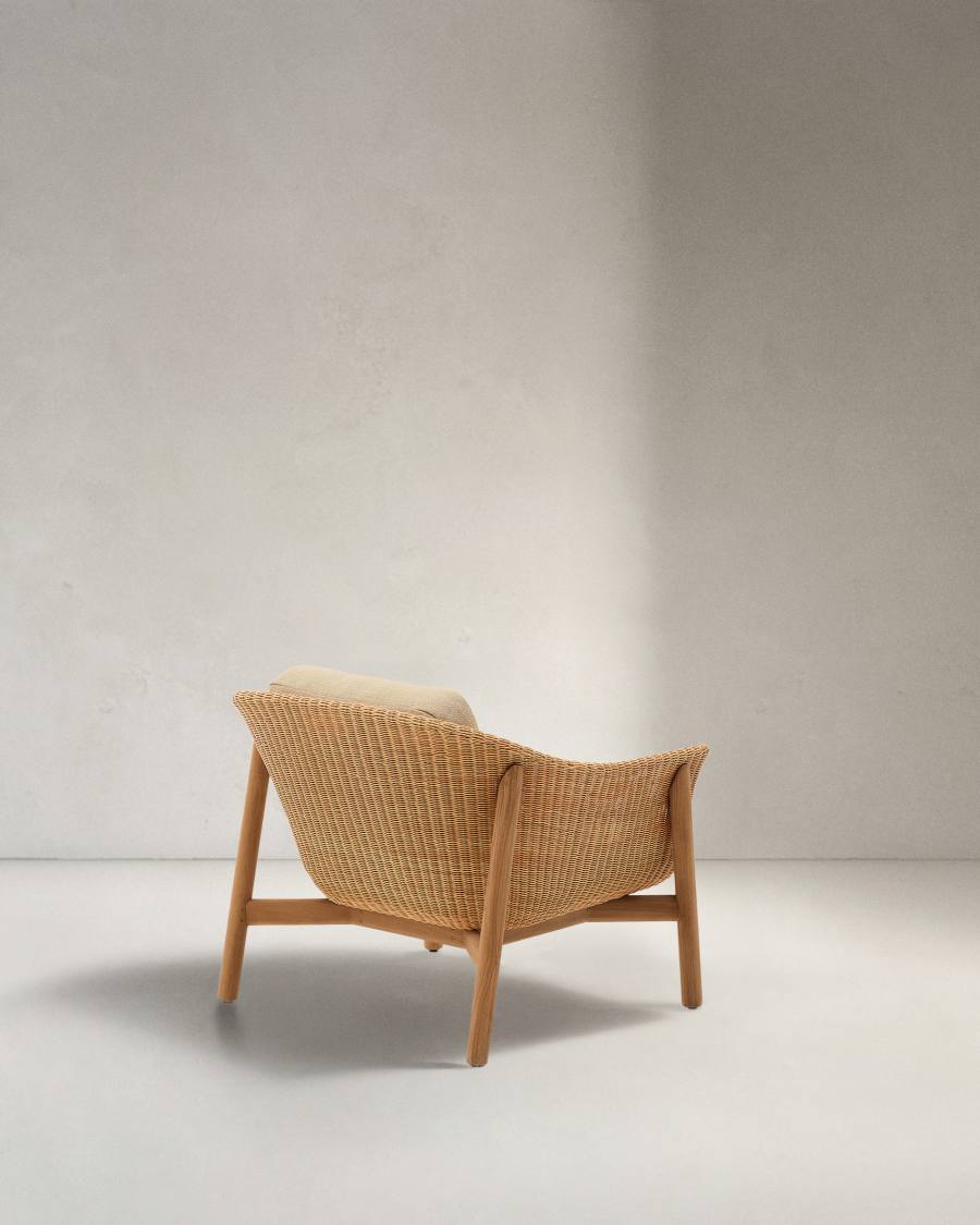 Galea armchair in FSC 100% solid teak wood and synthetic rattan