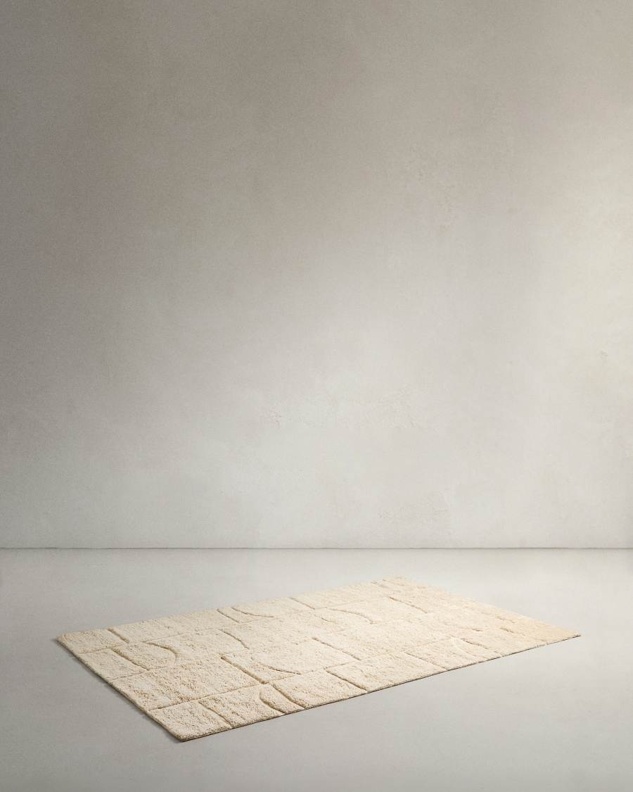 Tapis Nak jacquard en laine écru 200 x 300 cm