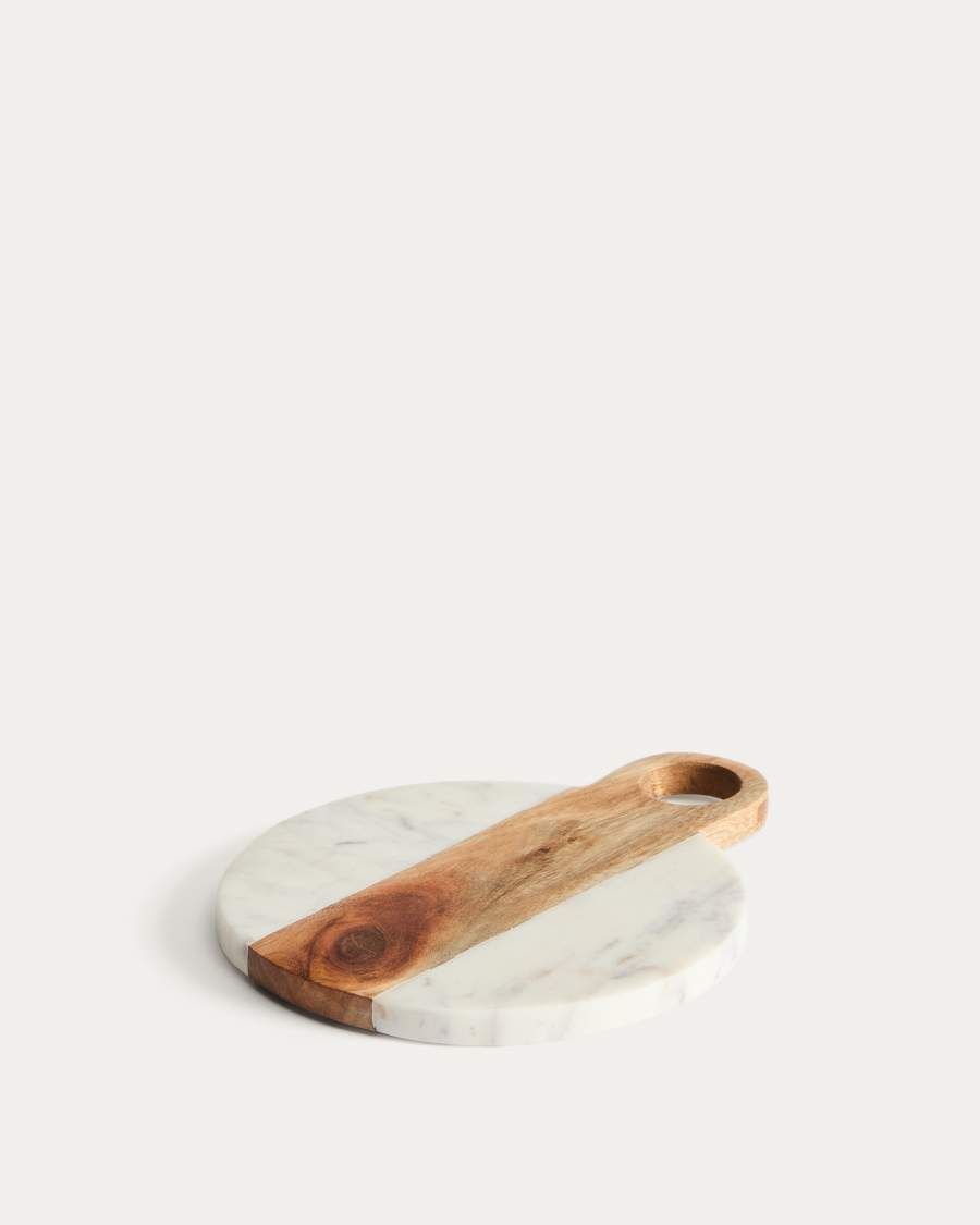 Nuvir serving board in white marble and solid acacia wood