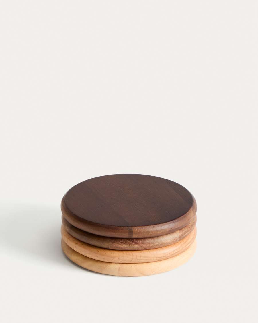 Nover set of 4 coasters in acacia wood FSC 100%