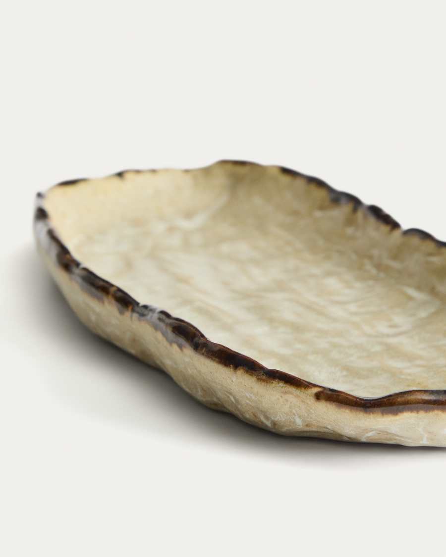 Plateau Abela en céramique marron
