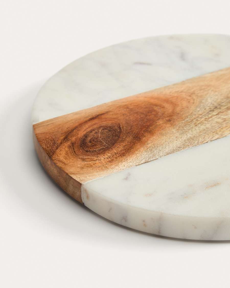 Nuvir serving board in white marble and solid acacia wood
