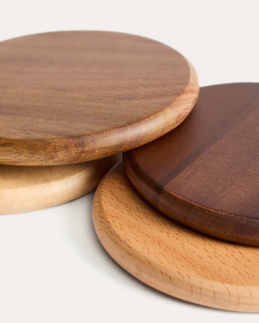 Nover set of 4 coasters in acacia wood FSC 100%