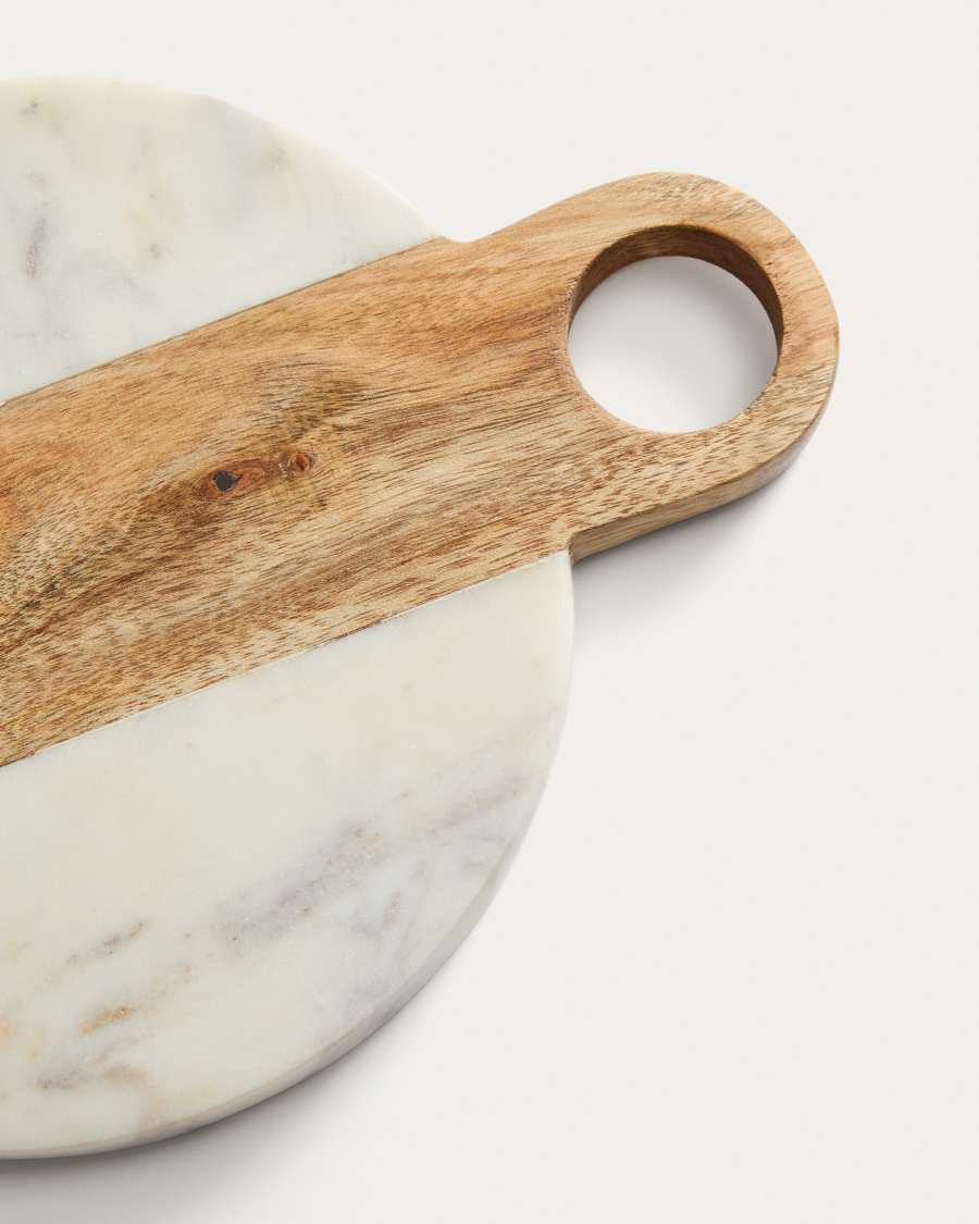Nuvir serving board in white marble and solid acacia wood