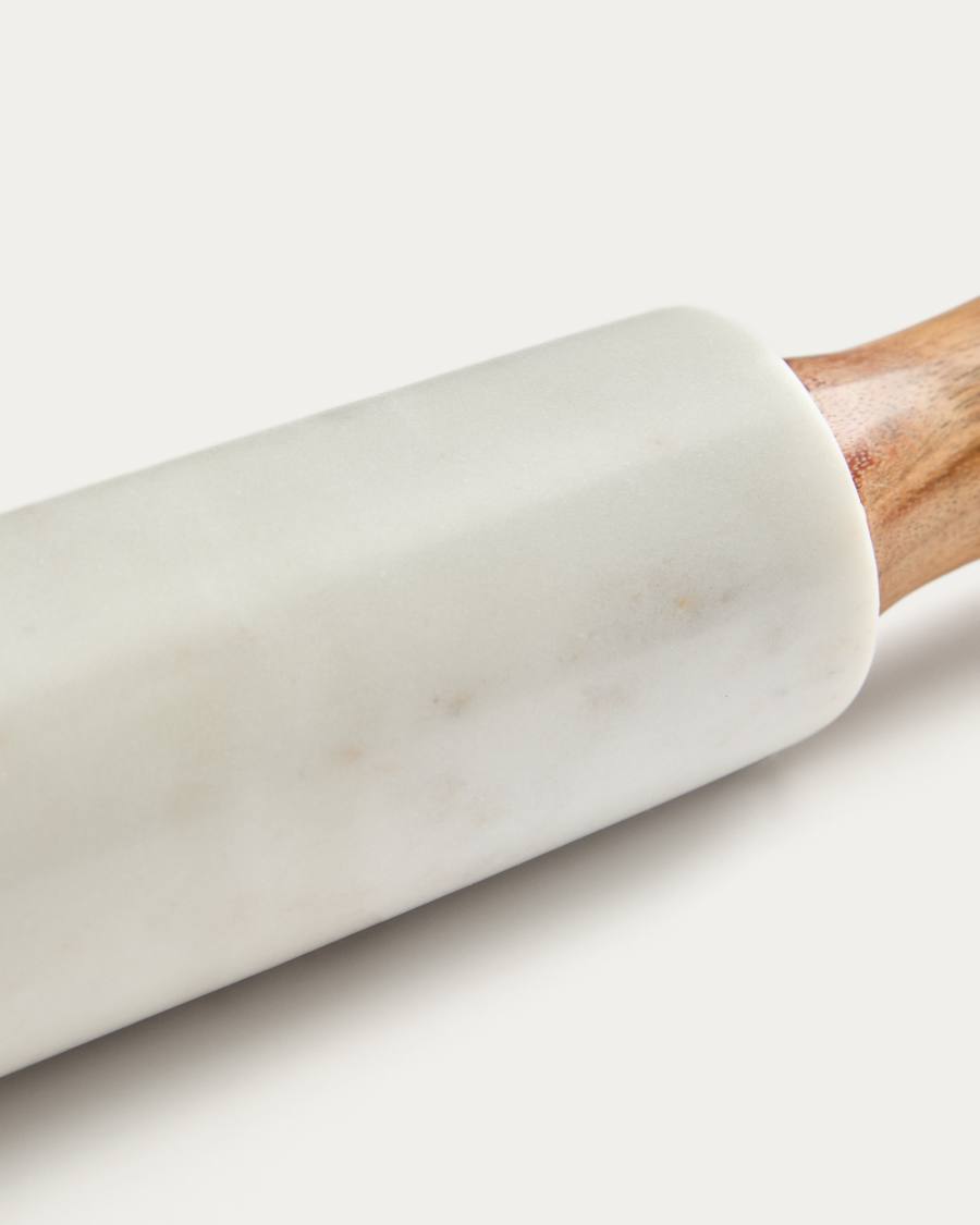 Corró Nuvir de marbre blanc i fusta massissa d'acàcia