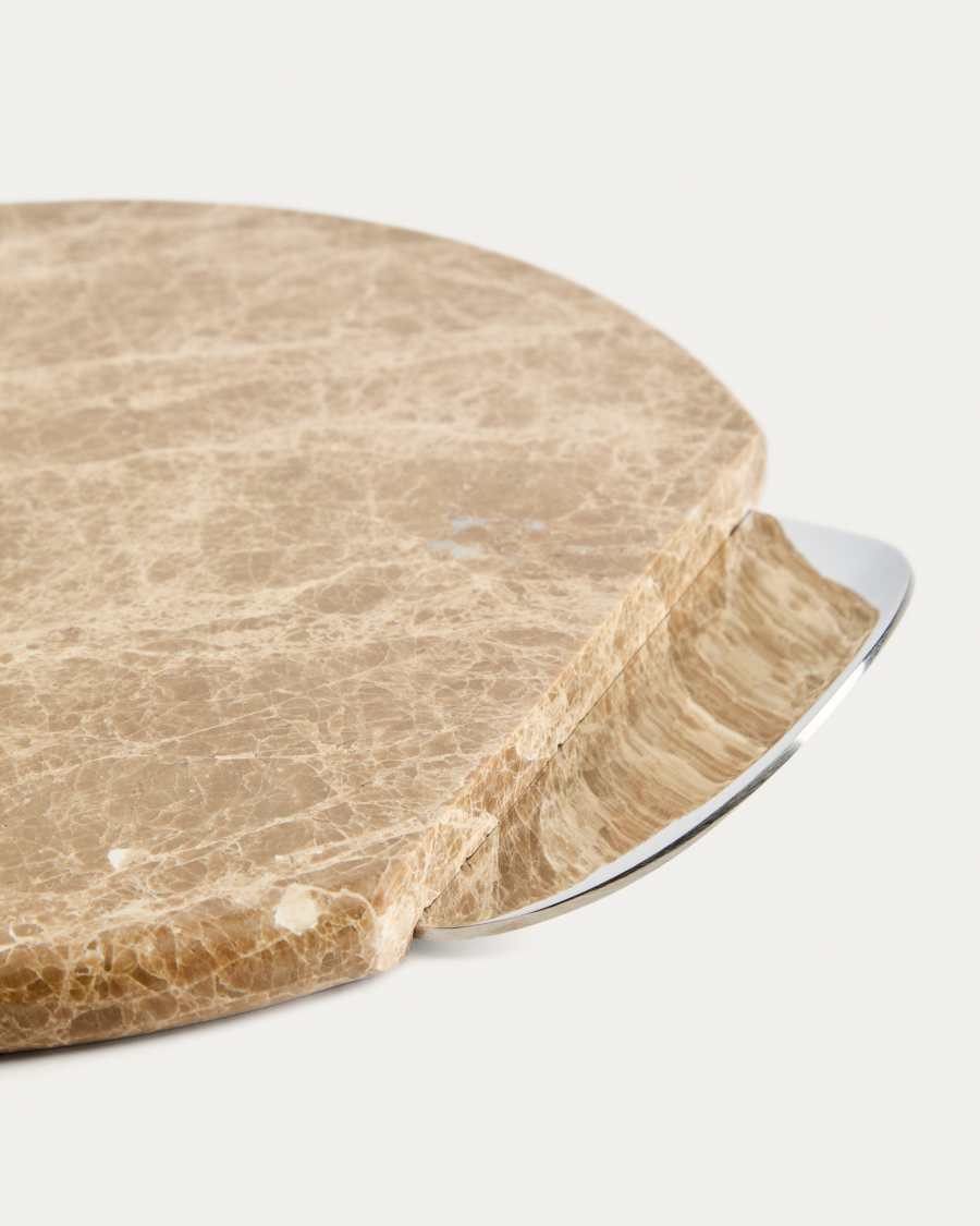 Adoma serving board in beige marble and metal