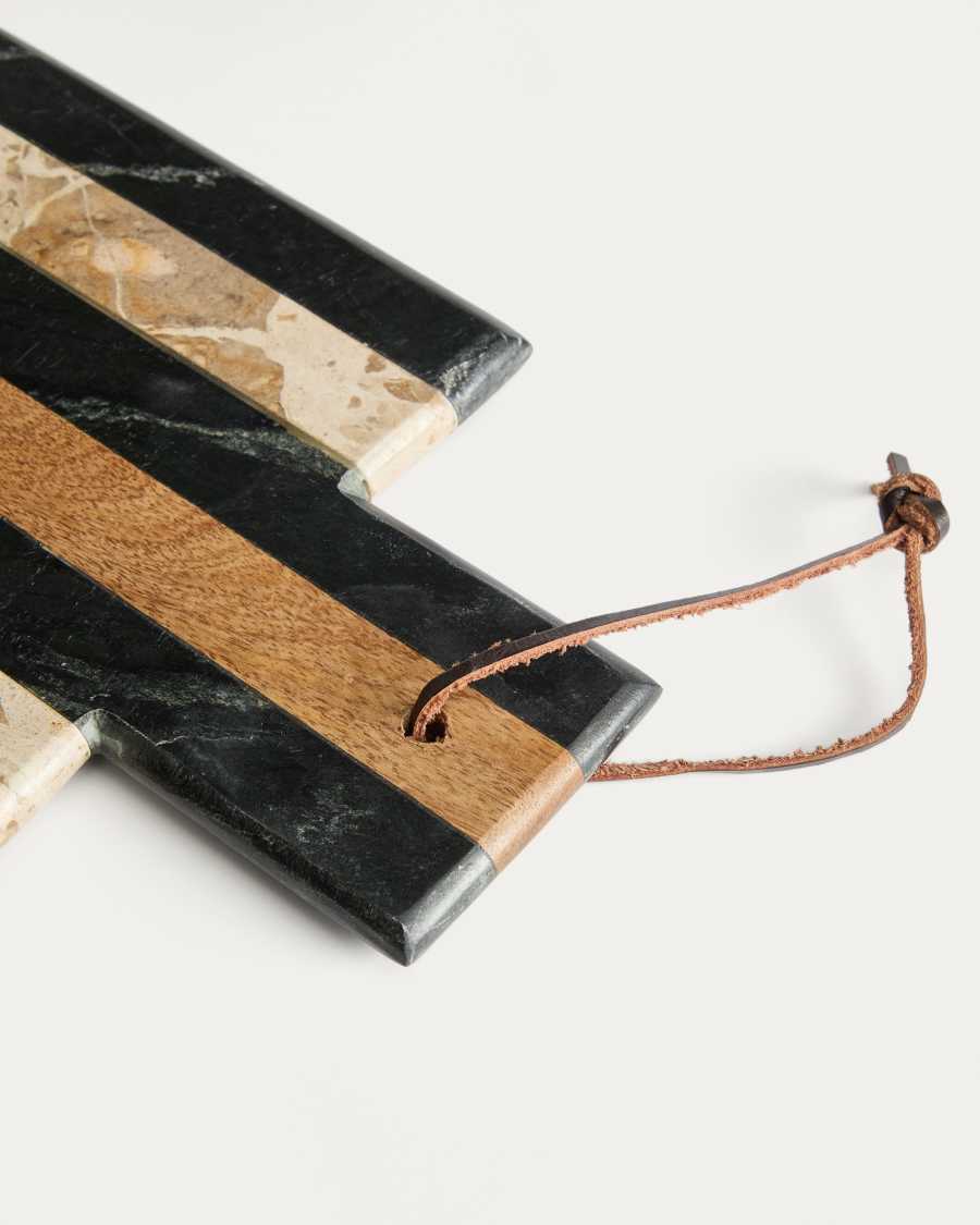 Surne serving board in black, brown and beige marble 30 x 18 cm