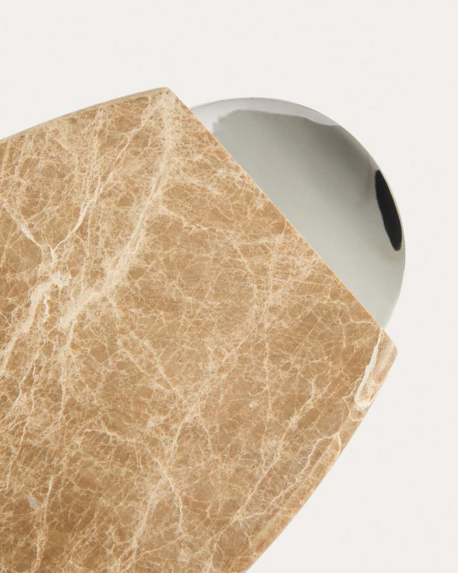 Planche de service Adoma en marbre beige et métal