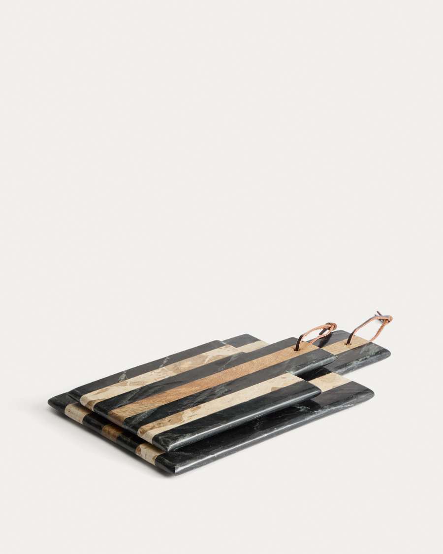 Surne serving board in black, brown and beige marble 30 x 23 cm