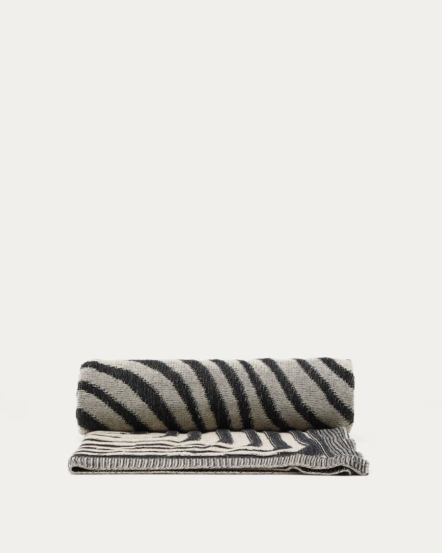 Plaid Oreli en jacquard de coton zèbre noir 130 x 170 cm
