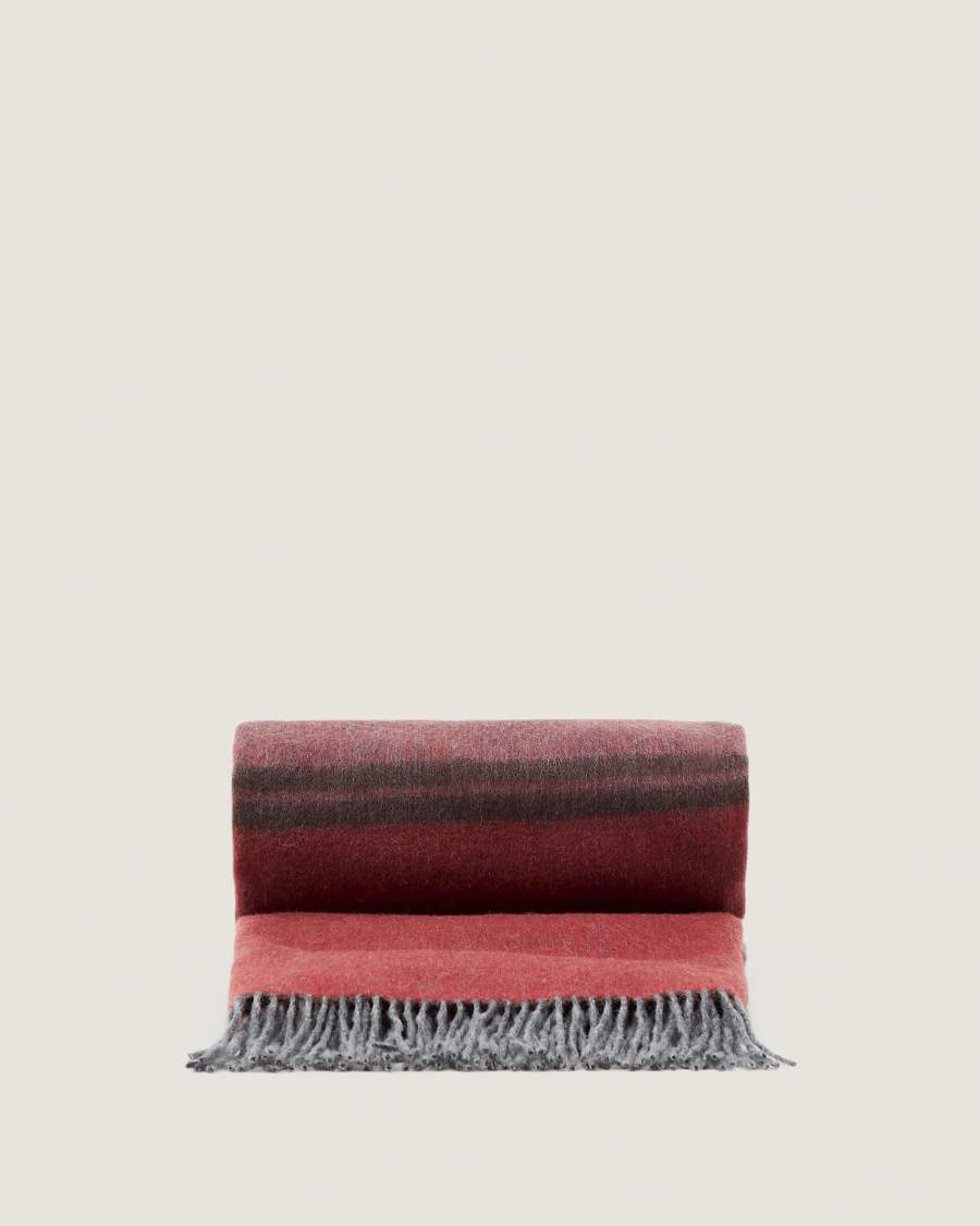 Manta Zunara barreja llana doble faç amb serrells multicolors 170x130 cm