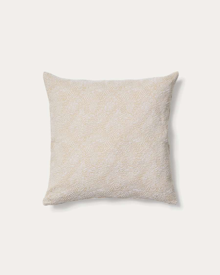 Junie cushion cover in beige cotton jacquard 50 x 50 cm