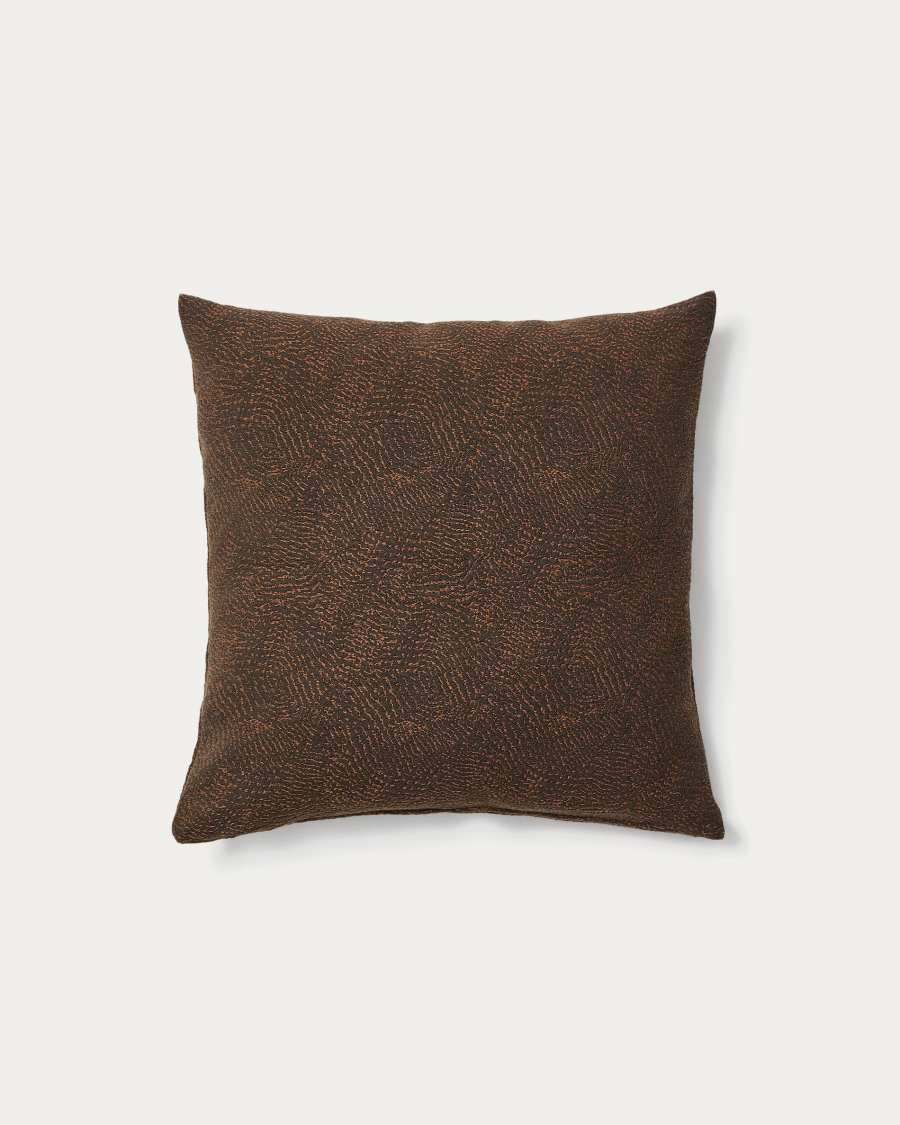 Junie cushion cover in brown cotton jacquard 50 x 50 cm