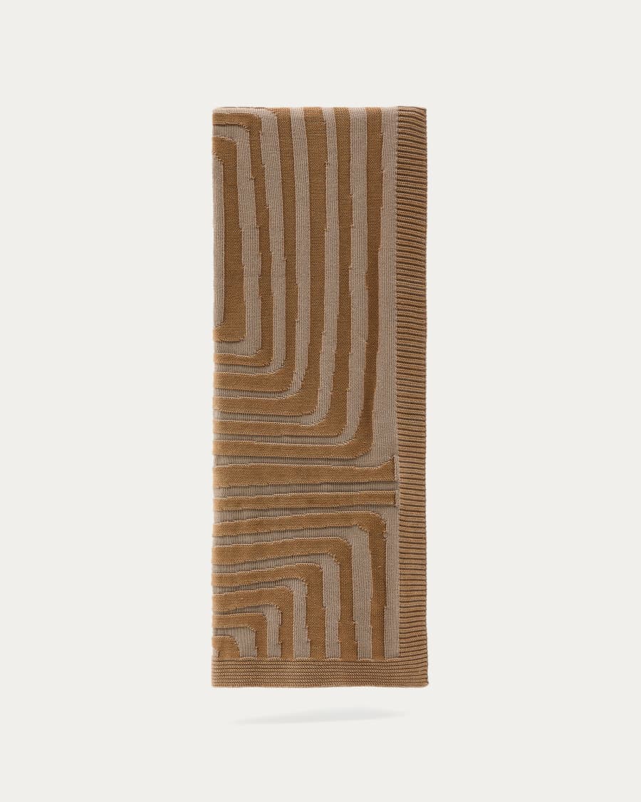 Plaid Oreli en coton jacquard zèbre beige 130 x 170 cm