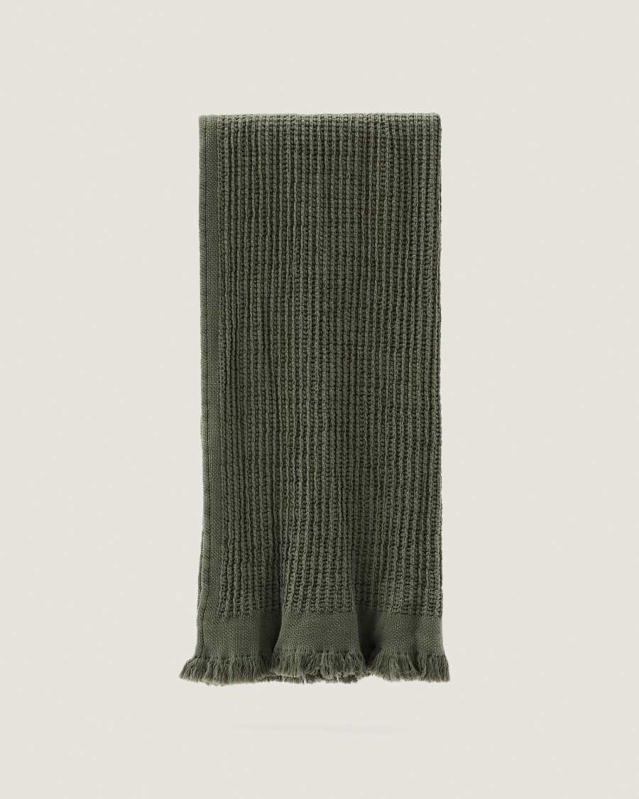 Nulina 100% cotton waffle blanket in green 130 x 170 cm