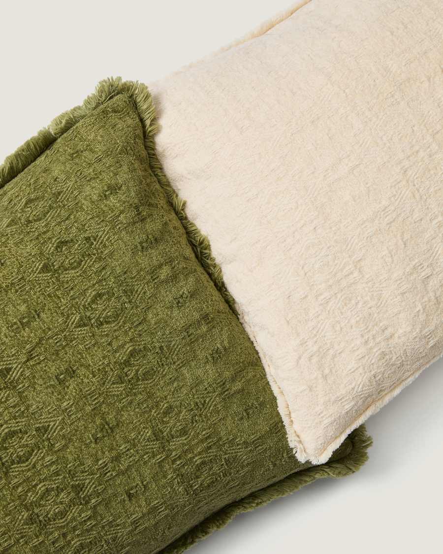 Narela cushion cover in natural jacquard cotton and viscose 50 x 30 cm