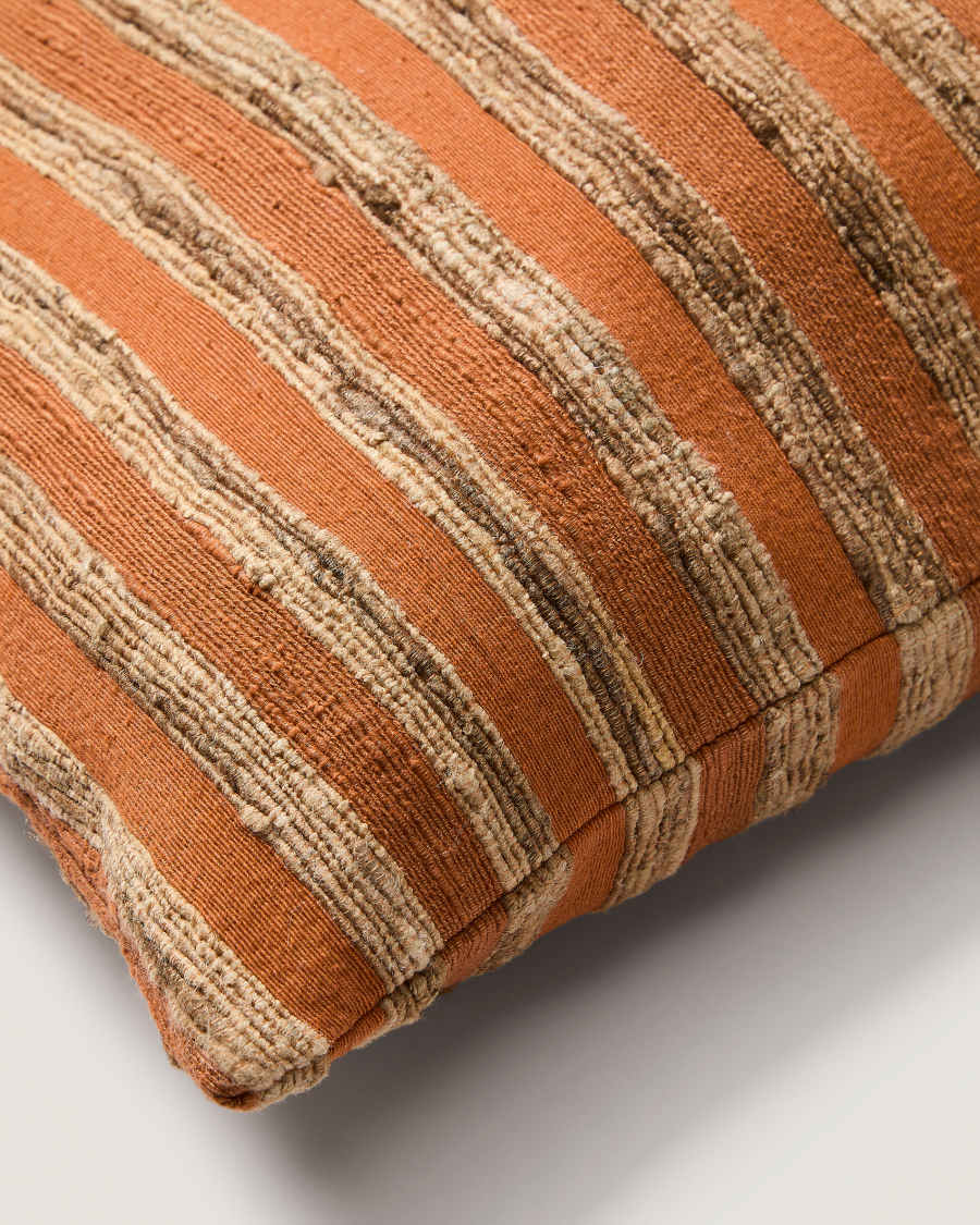 Dorevi orange striped silk blend jacquard cushion cover 40 x 60cm