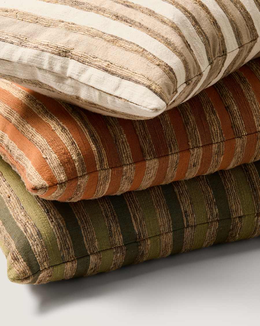 Dorevi orange striped silk blend jacquard cushion cover 40 x 60cm