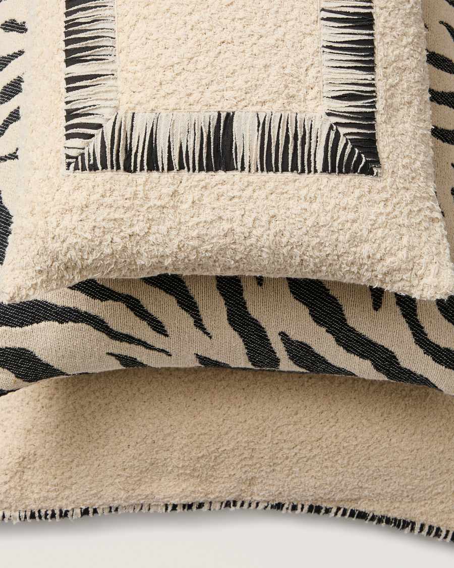 Enari beige and black cotton cushion cover 50 x 30cm