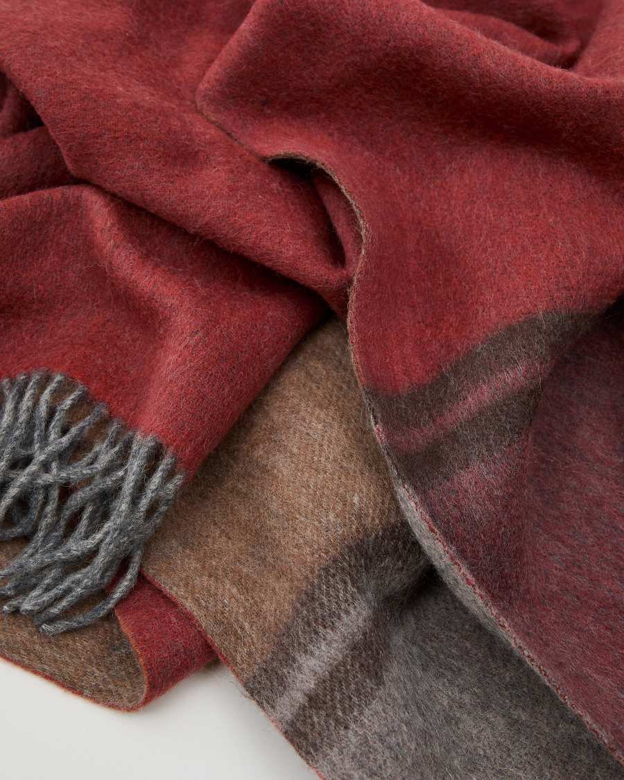 Manta Zunara barreja llana doble faç amb serrells multicolors 170x130 cm