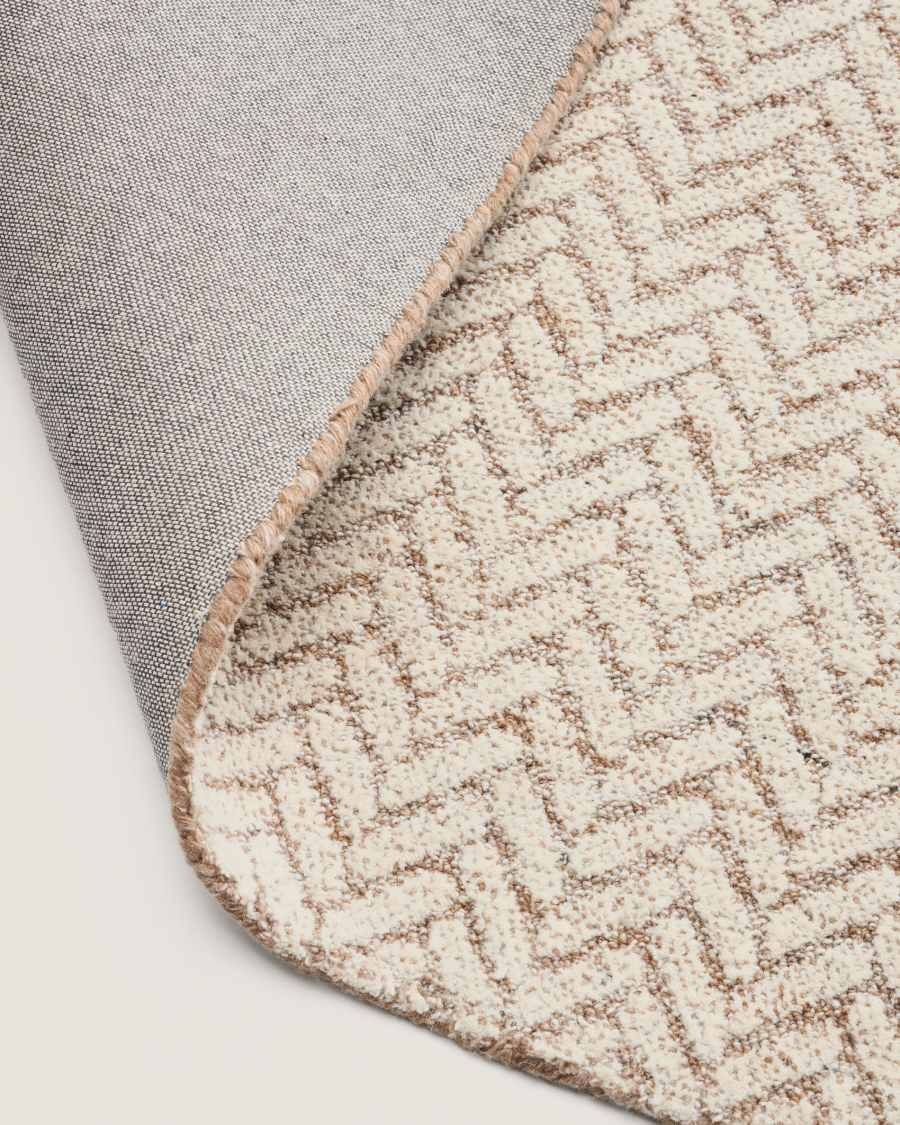 Calira beige woven jacquard wool rug 300 x 200cm