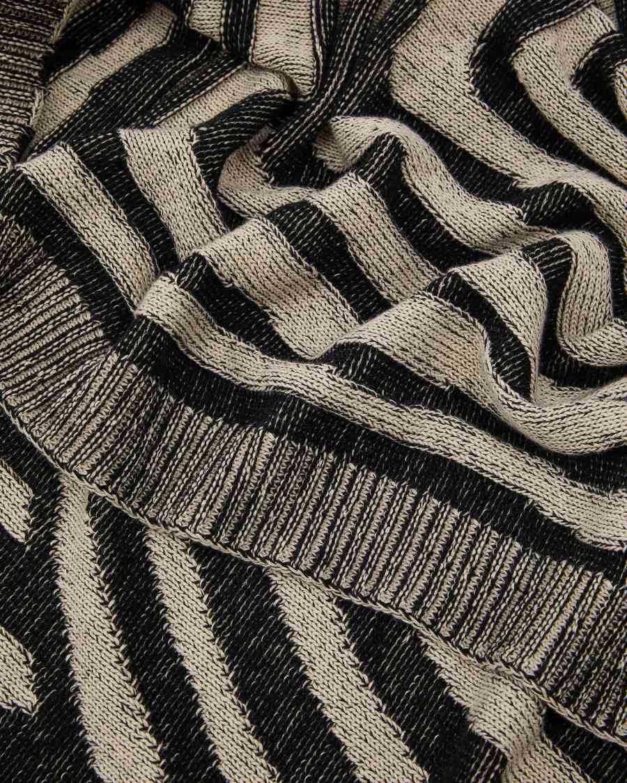 Plaid Oreli en jacquard de coton zèbre noir 130 x 170 cm