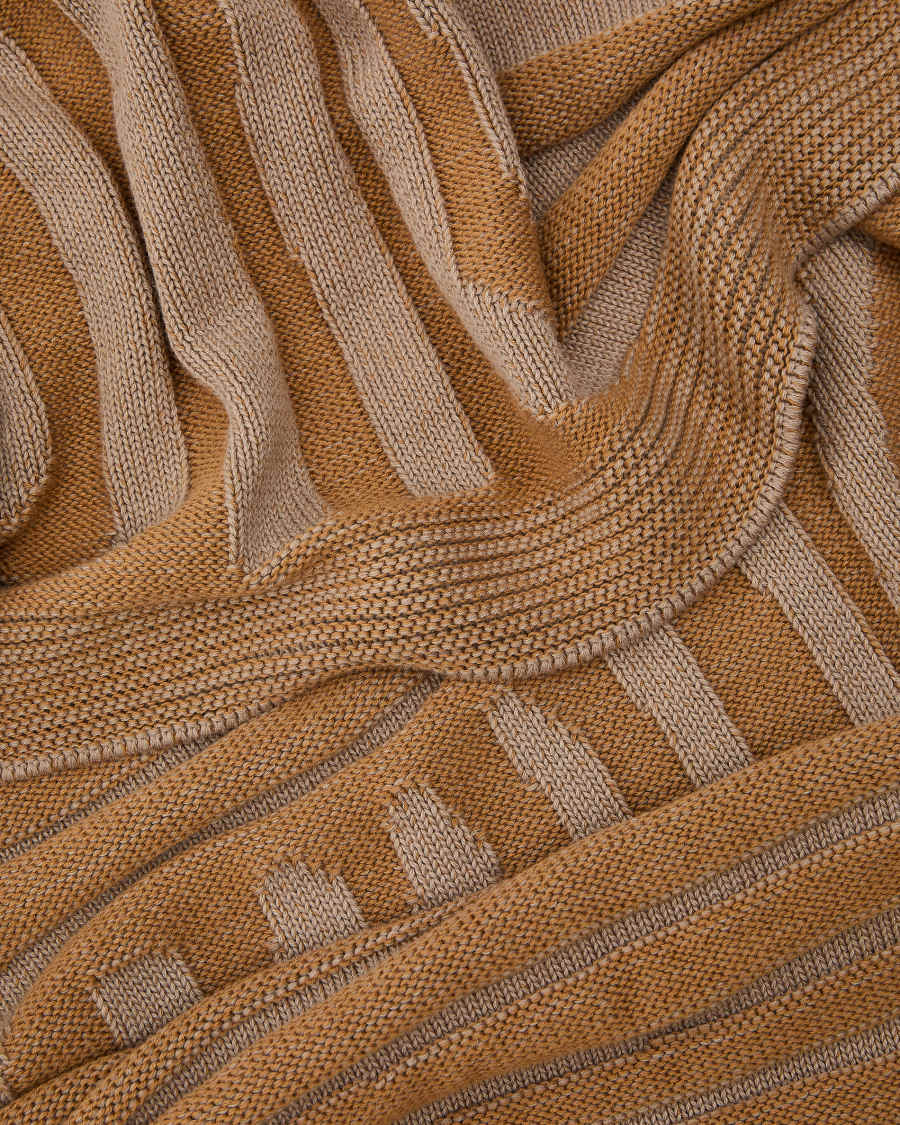 Plaid Oreli en coton jacquard zèbre beige 130 x 170 cm