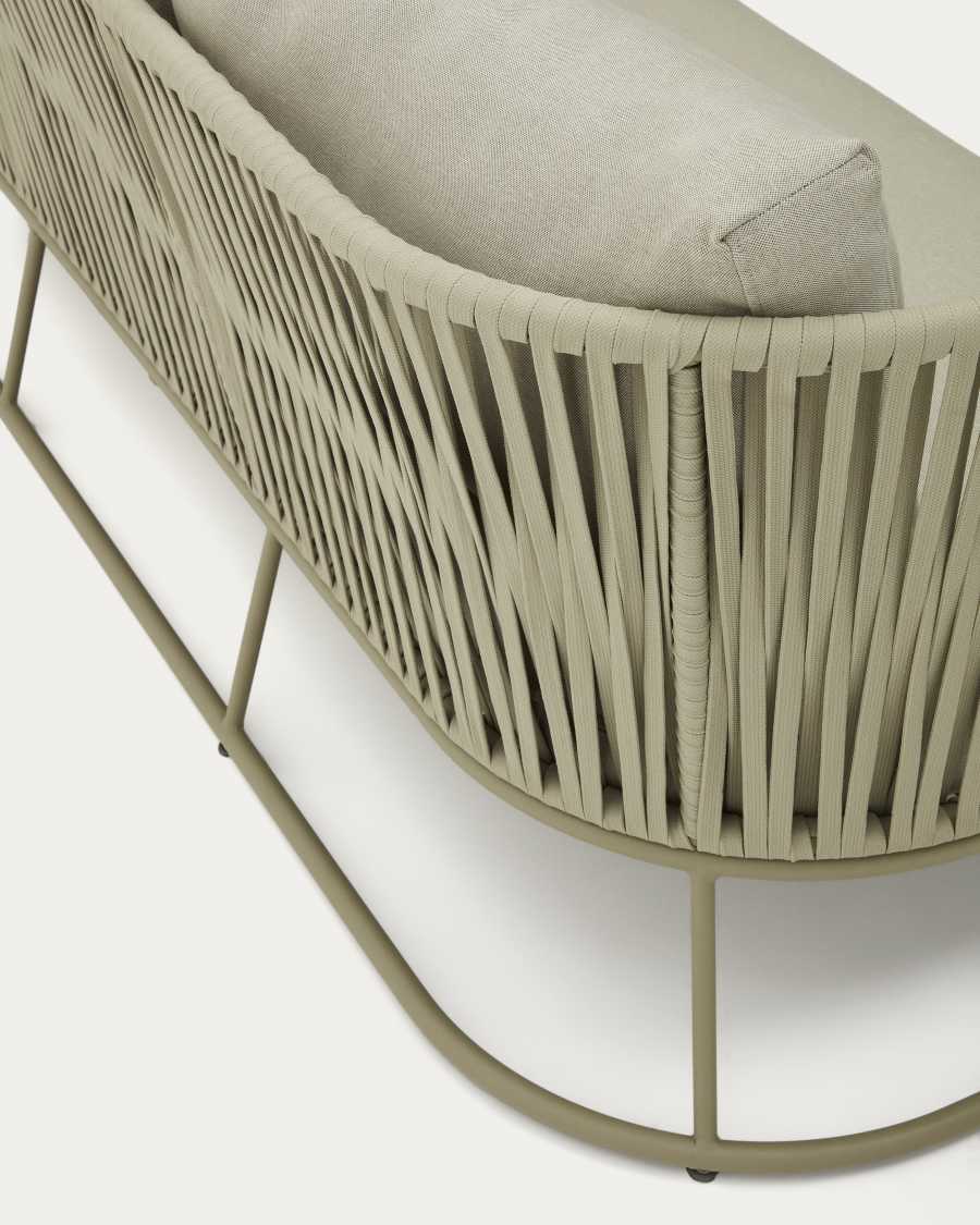 Saconca 3-seater outdoor sofa made of cord and green galvanised steel, 189 cm