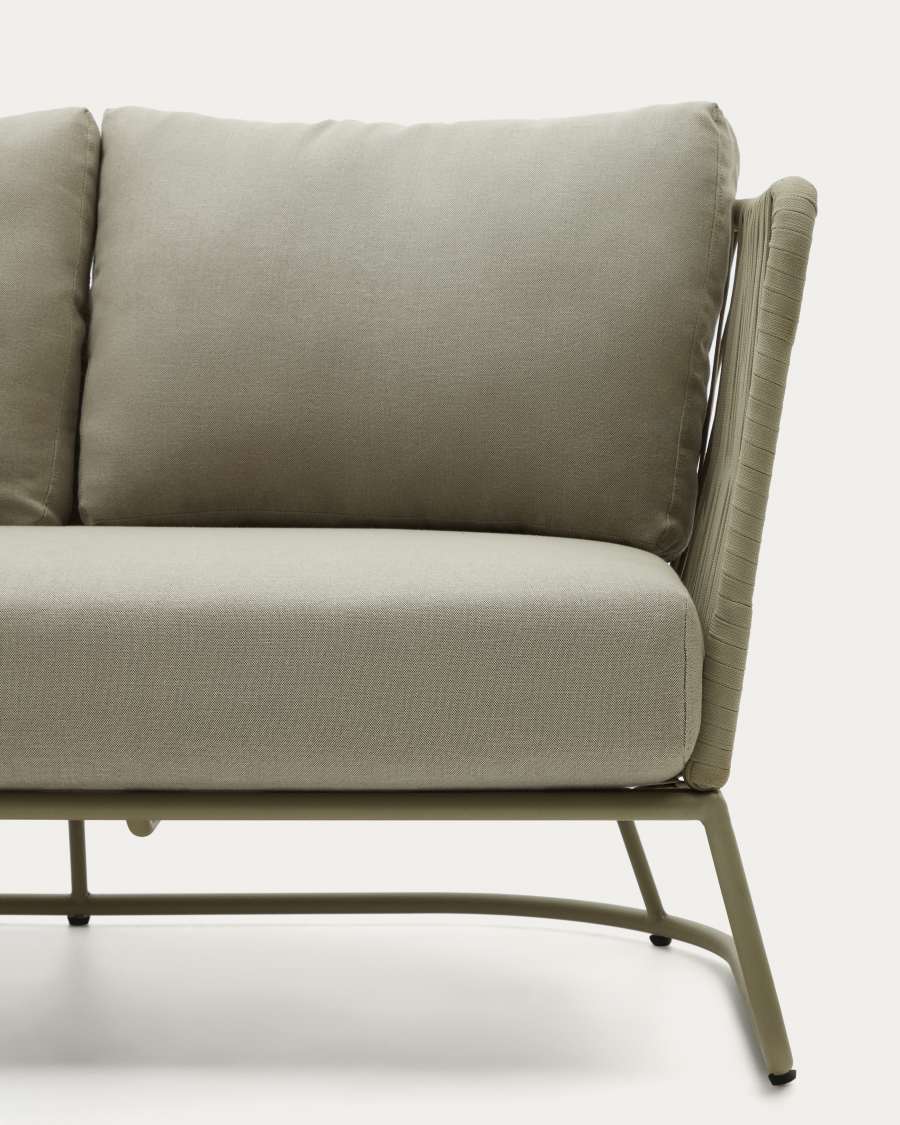 Saconca 3-seater outdoor sofa made of cord and green galvanised steel, 189 cm