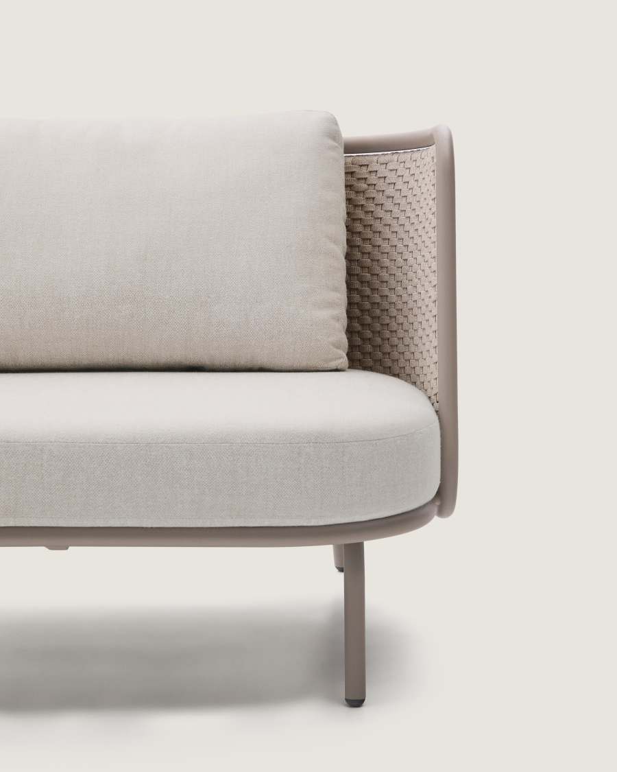 Sedalis outdoor 3-seater sofa in aluminium and taupe rope cord 210cm