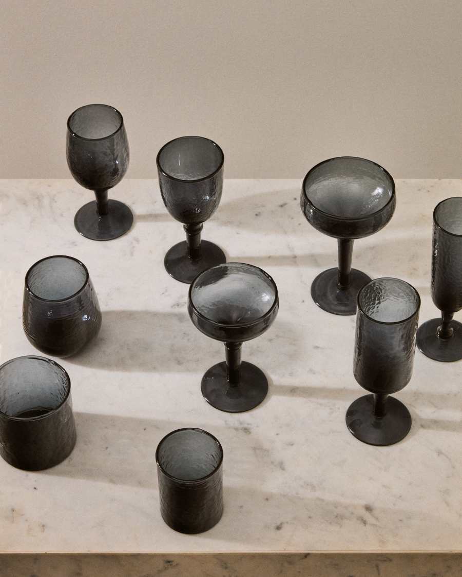 Sileia wine glass made of blue recycled glass