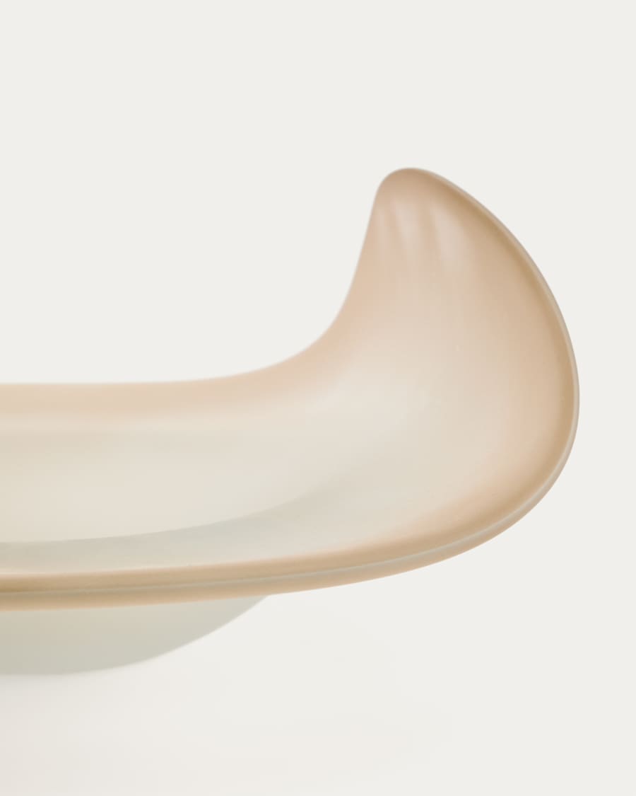 Vionze beige glass centerpiece 41 x 25 cm